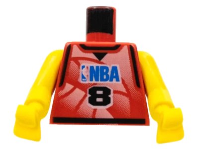 LEGO onderdeel Torso NBA Player Number 8 Pattern / Yellow NBA Arms (973bpb156c01)