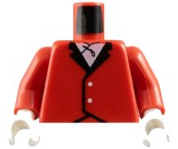 LEGO part Torso Riding Jacket Pattern / Red Arms / White Hands 973p12c01