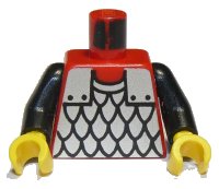 LEGO part Torso Castle Silver Scale Mail Armor Pattern / Black Arms / Yellow Hands 973p41c01