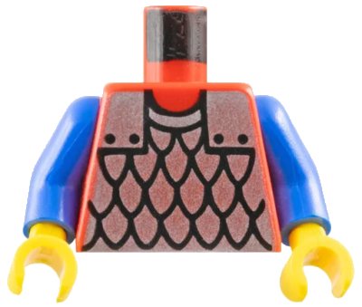 LEGO onderdeel Torso Castle Silver Scale Mail Armor Pattern / Blue Arms / Yellow Hands (973p41c02)