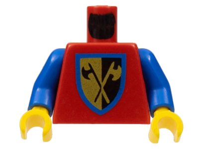 LEGO onderdeel Torso Castle Crusaders Crossed Axe Shield Pattern / Blue Arms / Yellow Hands (973p42c01)