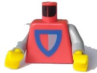 LEGO part Torso Castle Classic Shield Red/Gray Pattern / Light Gray Arms / Yellow Hands 973p47c01