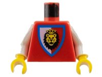 LEGO onderdeel Torso Castle Royal Knights Lion Head on Red/White Shield Pattern / White Arms / Yellow Hands 973p4dc01