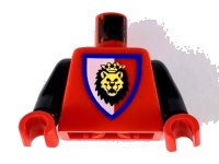 LEGO part Torso Castle Royal Knights Lion Head on Red/White Shield Pattern / Black Arms / Red Hands 973p4dc03