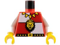 LEGO onderdeel Torso Castle Royal Knights Lion Head and Necklace Pattern / White Arms / Yellow Hands 973p4ec01