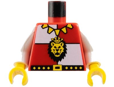 LEGO onderdeel Torso Castle Royal Knights Lion Head and Necklace Pattern / White Arms / Yellow Hands (973p4ec01)