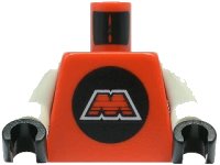 LEGO onderdeel Torso Space Large Black Circle with Red Letter M with White Border Pattern (M:Tron) / White Arms / Black Hands 973p68c01