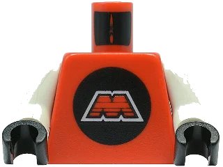 LEGO onderdeel Torso Space Large Black Circle with Red Letter M with White Border Pattern (M:Tron) / White Arms / Black Hands (973p68c01)