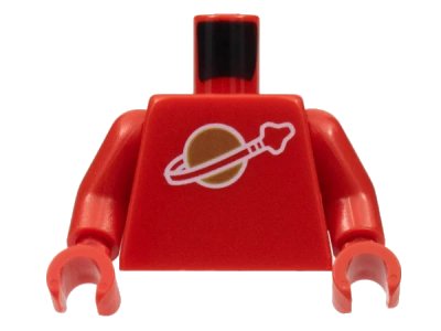 LEGO onderdeel Torso Space Classic Moon Logo High on Torso Pattern, Inside with Ribs (second reissue) / Red Arms / Red Hands (973p90new2c02)