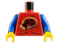 LEGO onderdeel Torso Xtreme Stunts Shirt with Pockets and Pizza with Cut Slice Pattern / Blue Arms / Yellow Hands 973pb0057c01