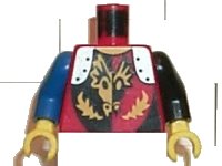 LEGO part Torso Castle Dragon Knights Dragon Face breathing Fire Pattern / Black Arm Left / Blue Arm Right / Yellow Hands 973pb0074c02