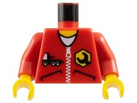 LEGO part Torso Wrench Logo on Zippered Jacket with Truck Pattern / Red Arms / Yellow Hands 973pb0114c01