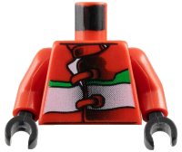 LEGO part Torso Racers Jacket with Straps, Green & White Stripes Pattern / Red Arms / Black Hands 973pb0130c01