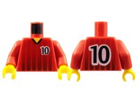LEGO part Torso Soccer Black Fading Stripes and Number 10 Front and Back Pattern / Red Arms / Yellow Hands 973pb0173c01