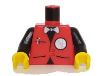 LEGO onderdeel Torso Infomaniac with Bow Tie and Reverse-Italicized i Logo Pattern / Black Arms / Yellow Hands 973pb0233c01