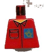 LEGO onderdeel Torso Post Office Worker, Shirt and Horn Logo on Blue Background Pattern 973pb0235