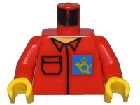 LEGO onderdeel Torso Post Office Worker, Shirt and Horn Logo on Blue Background Pattern / Red Arms / Yellow Hands 973pb0235c01