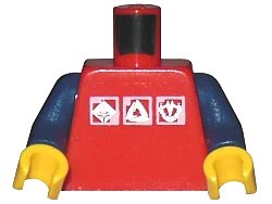 LEGO onderdeel Torso Gravity Games with 3 White & Silver Logos Pattern / Dark Blue Arms / Yellow Hands (973pb0274c02)