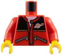 LEGO onderdeel Torso Jacket with Zippers, Black Top, Classic Space Logo, White Undershirt Pattern / Red Arms / Yellow Hands 973pb0298c01