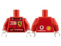 LEGO part Torso Racers Ferrari Front, Vodafone Back (Stickers) with M. Schumacher Name Pattern / Red Arms / White Hands 973pb0341c01