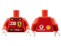 LEGO part Torso Racers Ferrari Front, Vodafone Back (Stickers) with F. Massa Name Pattern / Red Arms / White Hands 973pb0414c01