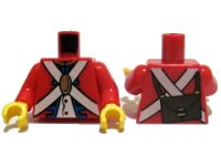 LEGO onderdeel Torso Imperial Soldier Uniform Jacket with Blue and Gold Trim over White Shirt with Buttons, Crossbelts with Oval Clasp, Dark Brown Ammo Pouch on Back Pattern (Redcoat) / Red Arms / Yellow Hands 973pb0527c01