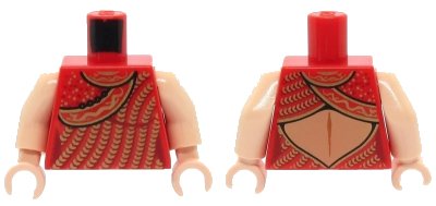 LEGO onderdeel Torso Indiana Jones Dress Gold Sequins and Open Back Pattern / Light Nougat Arms / Light Nougat Hands (973pb0531c01)