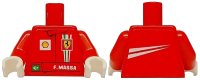 LEGO onderdeel Torso Racers Ferrari Front, White Streak Back (Stickers) with F. Massa Name Pattern / Red Arms / White Hands 973pb0543c01