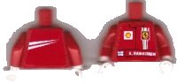 LEGO part Torso Racers Ferrari front, White Streak back (Stickers) with K. Raikkonen Name Pattern / Red Arms / White Hands 973pb0544c01