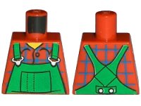 LEGO onderdeel Torso Overalls Green (Farmer), Blue Windowpane Check Shirt - Printed Back Pattern 973pb0547
