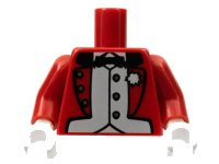 LEGO part Torso Jacket Formal with Bow Tie, White Vest and Boutonniere Pattern / Red Arms / White Hands 973pb0716c01