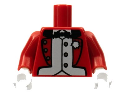 LEGO onderdeel Torso Jacket Formal with Bow Tie, White Vest and Boutonniere Pattern / Red Arms / White Hands (973pb0716c01)