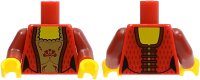 LEGO part Torso Castle Kingdoms Female Corset with Gold Panel Front and Lace Up Back Pattern / Dark Red Arms / Yellow Hands 973pb0732c01