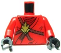 LEGO part Torso Ninjago Brown Rope, Gold Medallion and Dark Red Undershirt Pattern / Red Arms / Black Hands 973pb0832c01