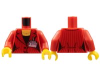 LEGO part Torso Female Suit Jacket with Pinstripes and Buttons, Gold Necklace, Black Shirt, and Press Pass Badge Pattern / Red Arms / Yellow Hands 973pb0895c01