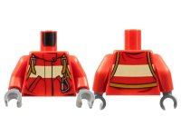 LEGO onderdeel Torso Fire Suit with Stripe and Harness with Carabiner Pattern / Red Arms / Dark Bluish Gray Hands 973pb1010c01
