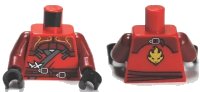 LEGO onderdeel Torso Ninjago Wrap with Shoulder Armor and Belt, Gold Lion on Back Pattern / Dark Red Arms / Black Hands 973pb1030c01
