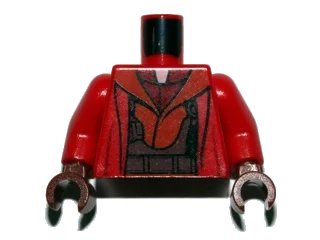 LEGO onderdeel Torso SW Naboo Fighter Jacket with Sand Red Harness Pattern / Red Arms / Reddish Brown Hands (973pb1042c01)