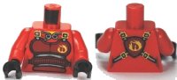 LEGO onderdeel Torso Ninjago Brown Armor with Belts and Flames Pattern / Red Arms / Black Hands 973pb1066c01