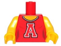 LEGO onderdeel Torso Scoop Neck Female with Red 'A' Pattern / Yellow Arms / Yellow Hands 973pb1230c01