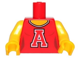 LEGO onderdeel Torso Scoop Neck Female with Red 'A' Pattern / Yellow Arms / Yellow Hands (973pb1230c01)
