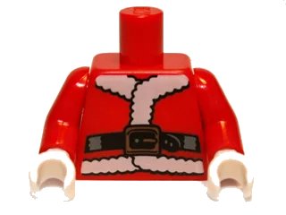 LEGO onderdeel Torso Santa Jacket with Fur and Black Belt Pattern / Red Arms / White Hands (973pb1243c01)