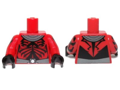 LEGO onderdeel Torso SW Darth Maul Chest with Gray and Silver Collar and Belt Pattern / Printed Red Arms / Black Hands (973pb1484c01)