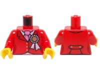 LEGO part Torso Riding Jacket with Gold Buttons, Award Ribbon, and Dark Pink Ascot Pattern / Red Arms / Yellow Hands 973pb1665c01
