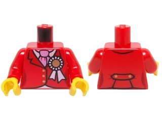 LEGO onderdeel Torso Riding Jacket with Gold Buttons, Award Ribbon, and Dark Pink Ascot Pattern / Red Arms / Yellow Hands (973pb1665c01)