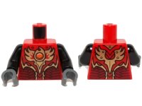 LEGO part Torso Vest with Dark Red and Gold Armor with Scales and Orange Round Jewel (Fire Chi) Pattern / Black Arms / Dark Bluish Gray Hands 973pb1715c01