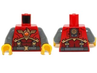 LEGO onderdeel Torso Vest with Belt, Suspenders and Fire Chi Emblem Pattern / Dark Bluish Gray Arms / Yellow Hands (973pb1722c01)