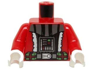 LEGO onderdeel Torso Santa Jacket with White Trim and SW Darth Vader Pattern / Red Arms / White Hands (973pb1750c01)