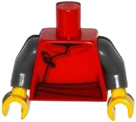 LEGO onderdeel Torso Samurai Robe Female with Black Clasp and Dark Red Sash Pattern / Dark Bluish Gray Arms / Yellow Hands (973pb1852c01)