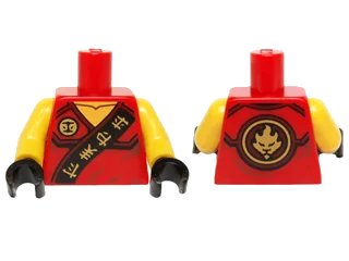 LEGO onderdeel Torso Ninjago Robe with Gold Asian Characters on Black Sash and Kai Power Emblem Pattern / Yellow Arms / Black Hands (973pb1906c01)